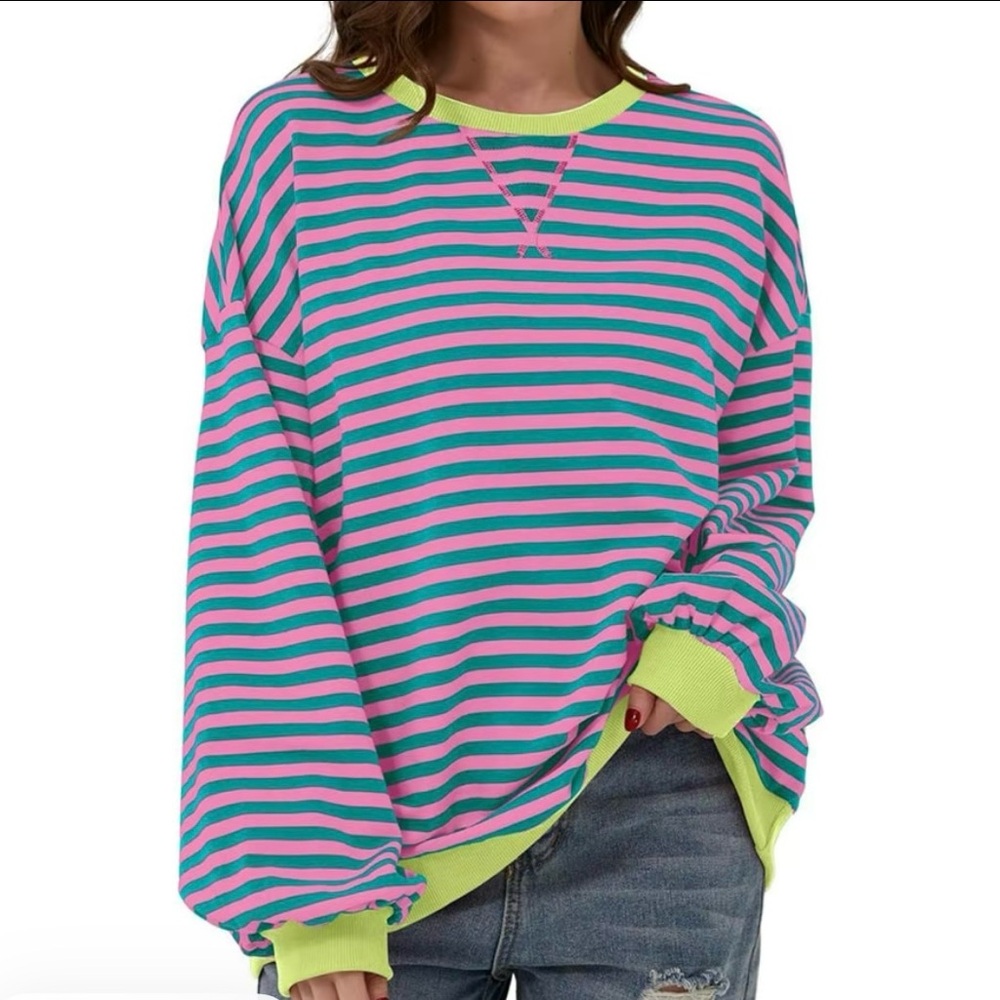 Striped Pink and Green Long Sleeve